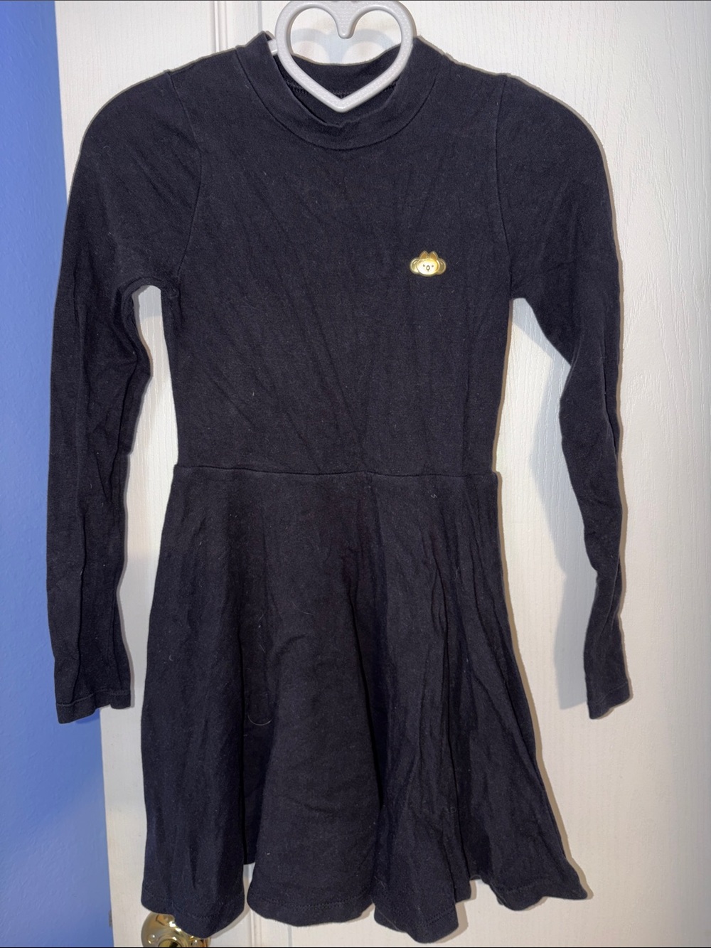 Black Long-Sleeve Skater Dress for Kids - Casual Everyday